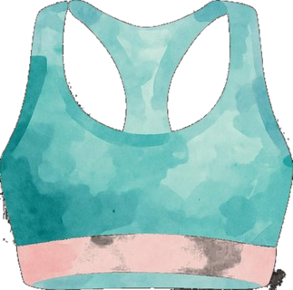 Watercolor sports bra in teal and coral